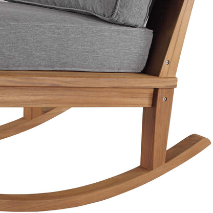 Marina Outdoor Patio Teak Rocking Chair, Wood, Brown Natural Grey Gray, 19446