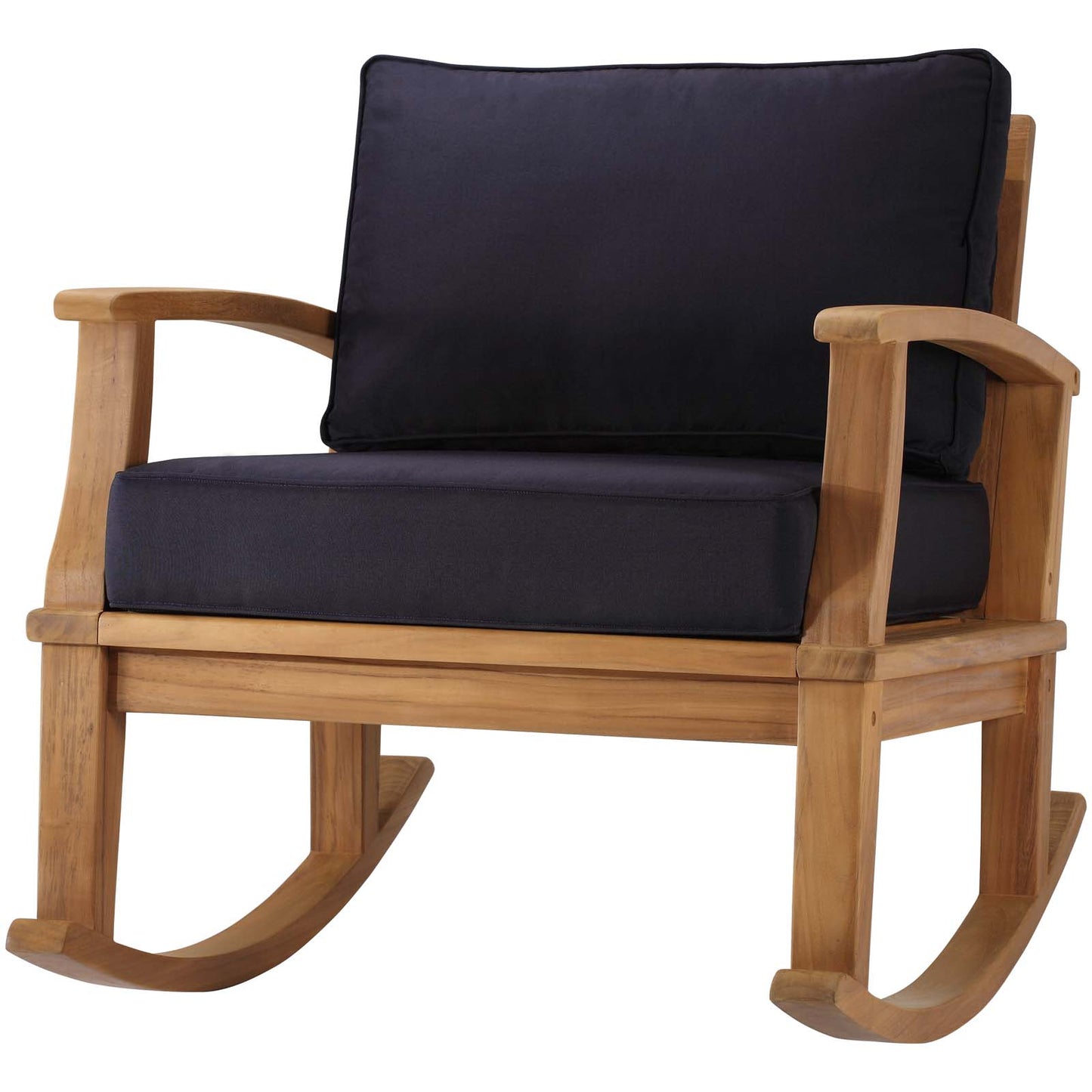Marina Outdoor Patio Teak Rocking Chair, Wood, Brown Natural Blue Navy, 19447