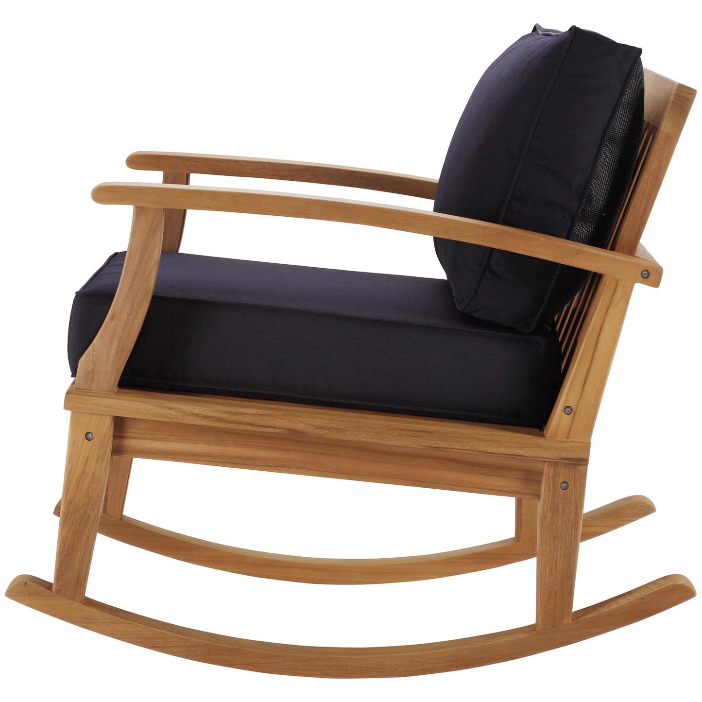 Marina Outdoor Patio Teak Rocking Chair, Wood, Brown Natural Blue Navy, 19447