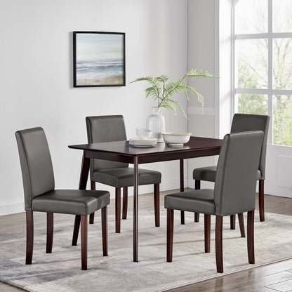Prosper 5 Piece Dining Set, Faux Leather, Wood, Drak Brown Grey Gray, 19450