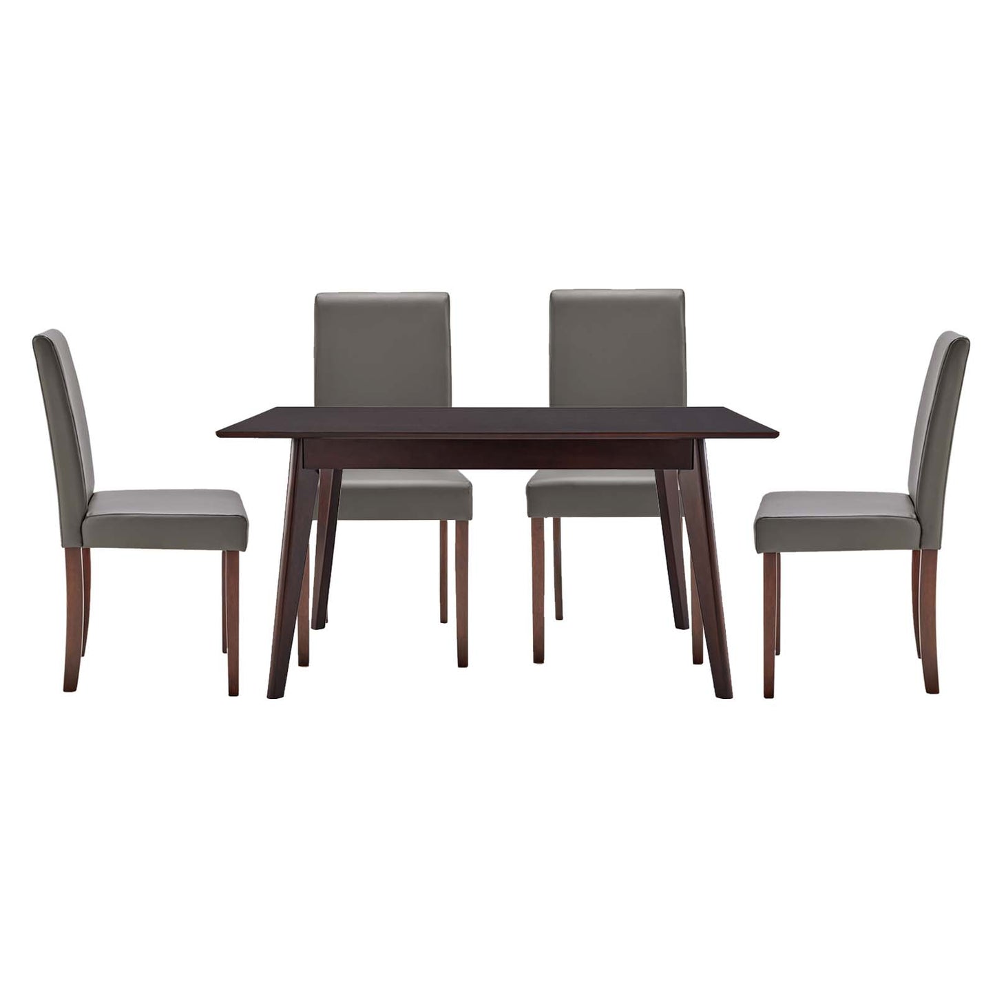 Prosper 5 Piece Dining Set, Faux Leather, Wood, Drak Brown Grey Gray, 19450
