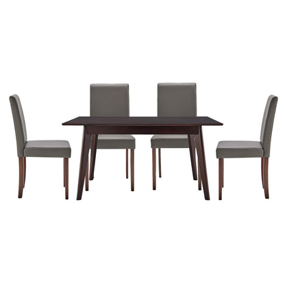 Prosper 5 Piece Dining Set, Faux Leather, Wood, Drak Brown Grey Gray, 19450