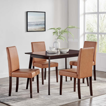 Prosper 5 Piece Dining Set, Faux Leather, Wood, Drak Brown Tan, 19451