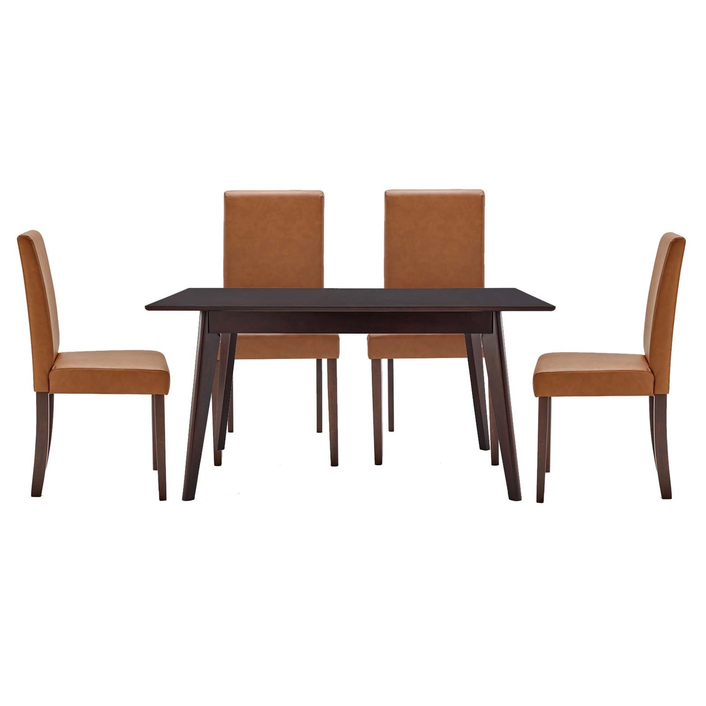 Prosper 5 Piece Dining Set, Faux Leather, Wood, Drak Brown Tan, 19451