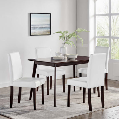 Prosper 5 Piece Dining Set, Faux Leather, Wood, Drak Brown, 19452