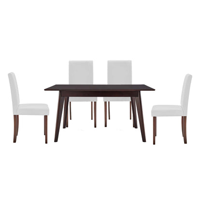 Prosper 5 Piece Dining Set, Faux Leather, Wood, Drak Brown, 19452