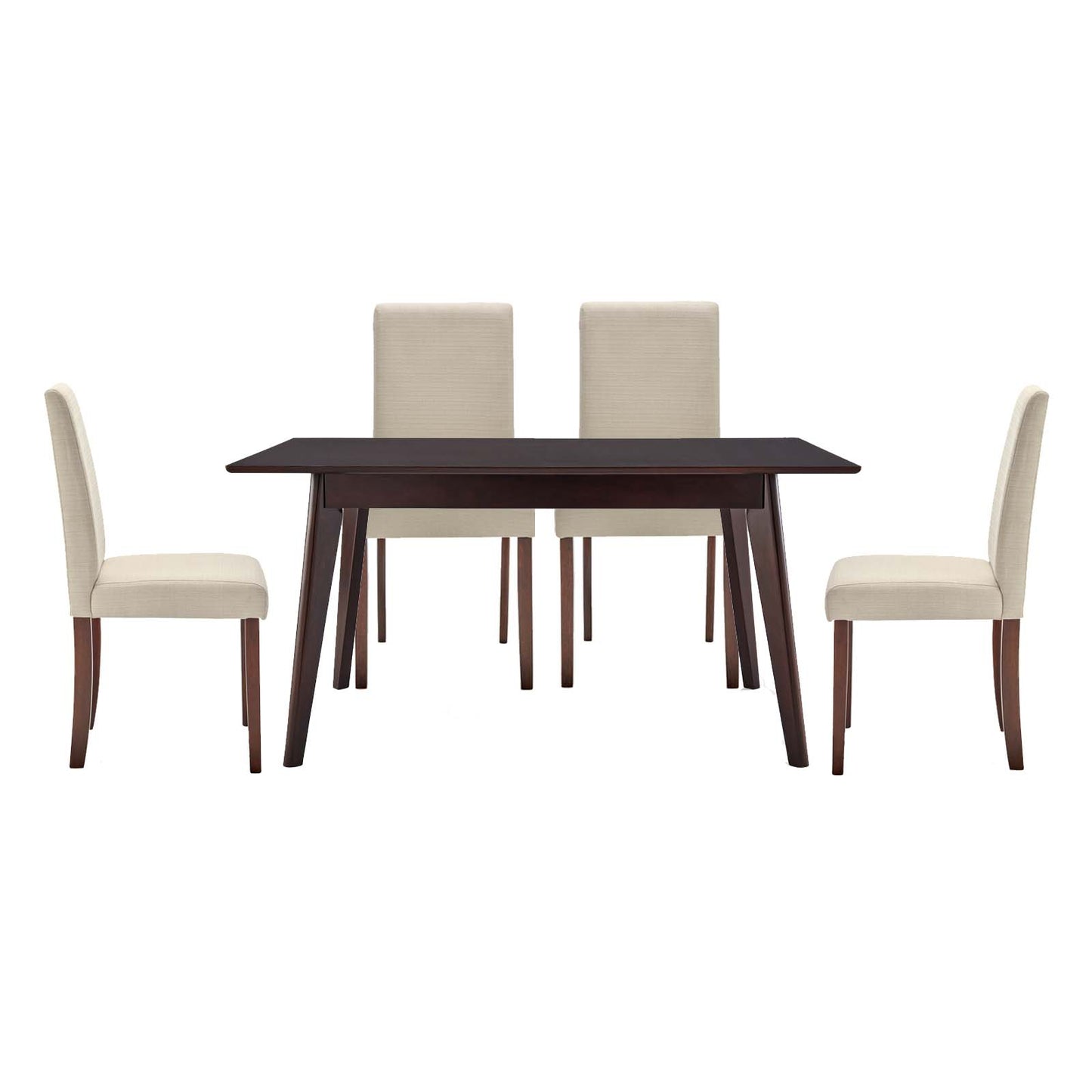 Prosper 5 Piece Upholstered Fabric Dining Set, Fabric, Drak Brown Beige, 19453
