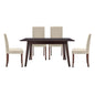 Prosper 5 Piece Upholstered Fabric Dining Set, Fabric, Drak Brown Beige, 19453