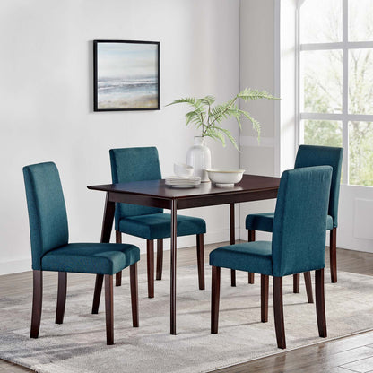 Prosper 5 Piece Upholstered Fabric Dining Set, Fabric, Drak Brown Blue, 19454