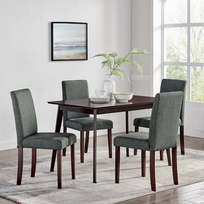Prosper 5 Piece Upholstered Fabric Dining Set, Fabric, Drak Brown Grey Gray, 19455