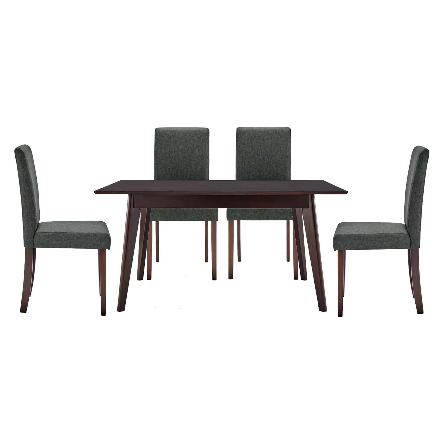 Prosper 5 Piece Upholstered Fabric Dining Set, Fabric, Drak Brown Grey Gray, 19455