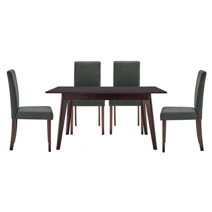 Prosper 5 Piece Upholstered Fabric Dining Set, Fabric, Drak Brown Grey Gray, 19455