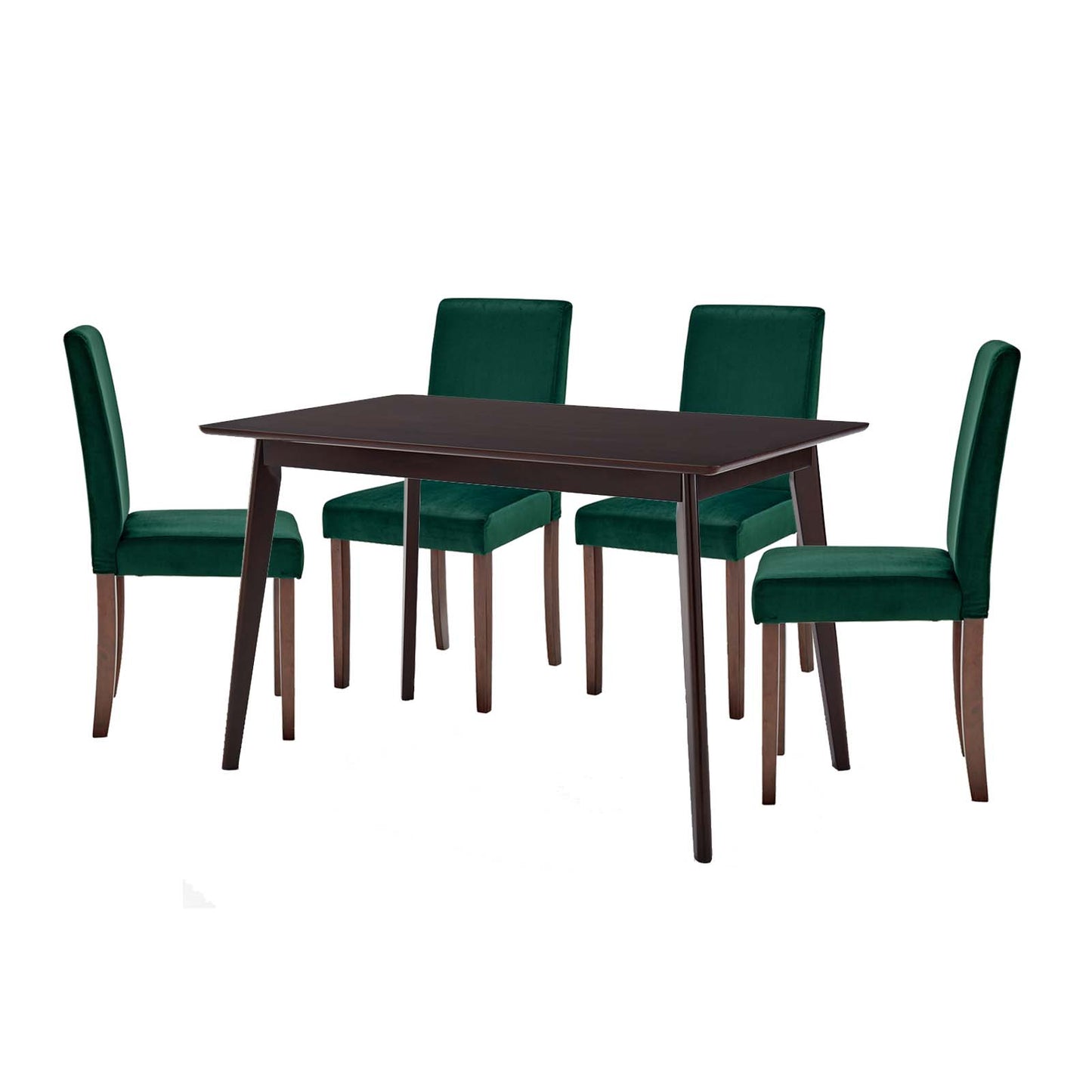 Prosper 5 Piece Upholstered Velvet Dining Set, Velvet, Drak Brown Green, 19457
