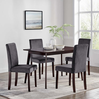 Prosper 5 Piece Upholstered Velvet Dining Set, Velvet, Drak Brown Grey Gray, 19458
