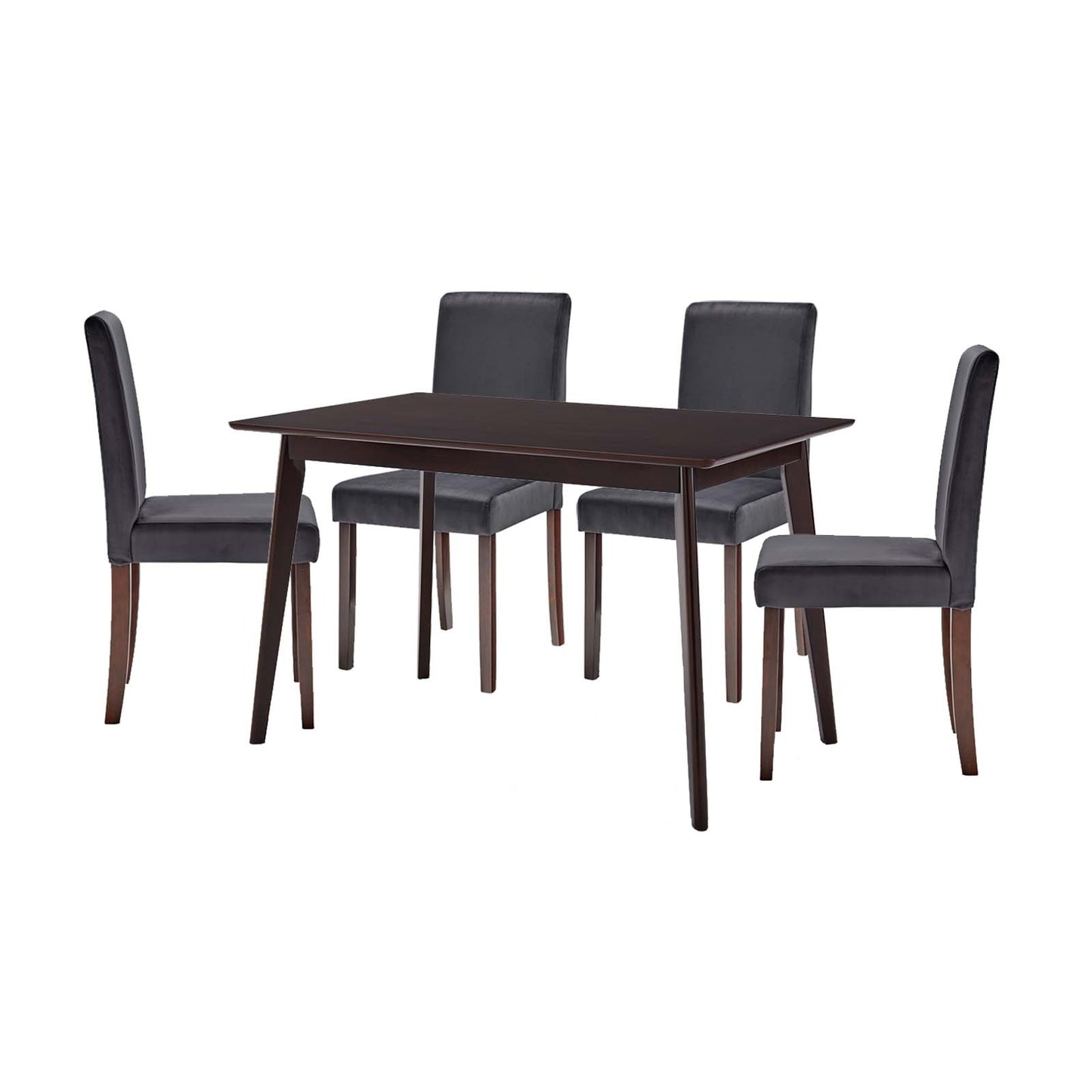 Prosper 5 Piece Upholstered Velvet Dining Set, Velvet, Drak Brown Grey Gray, 19458