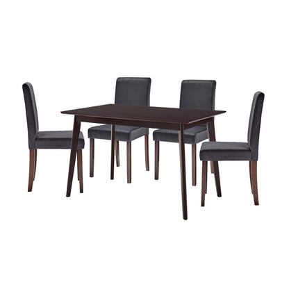 Prosper 5 Piece Upholstered Velvet Dining Set, Velvet, Drak Brown Grey Gray, 19458