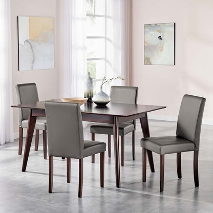 Prosper 5 Piece Faux Leather Dining Set, Faux Leather, Drak Brown Grey Gray, 19461