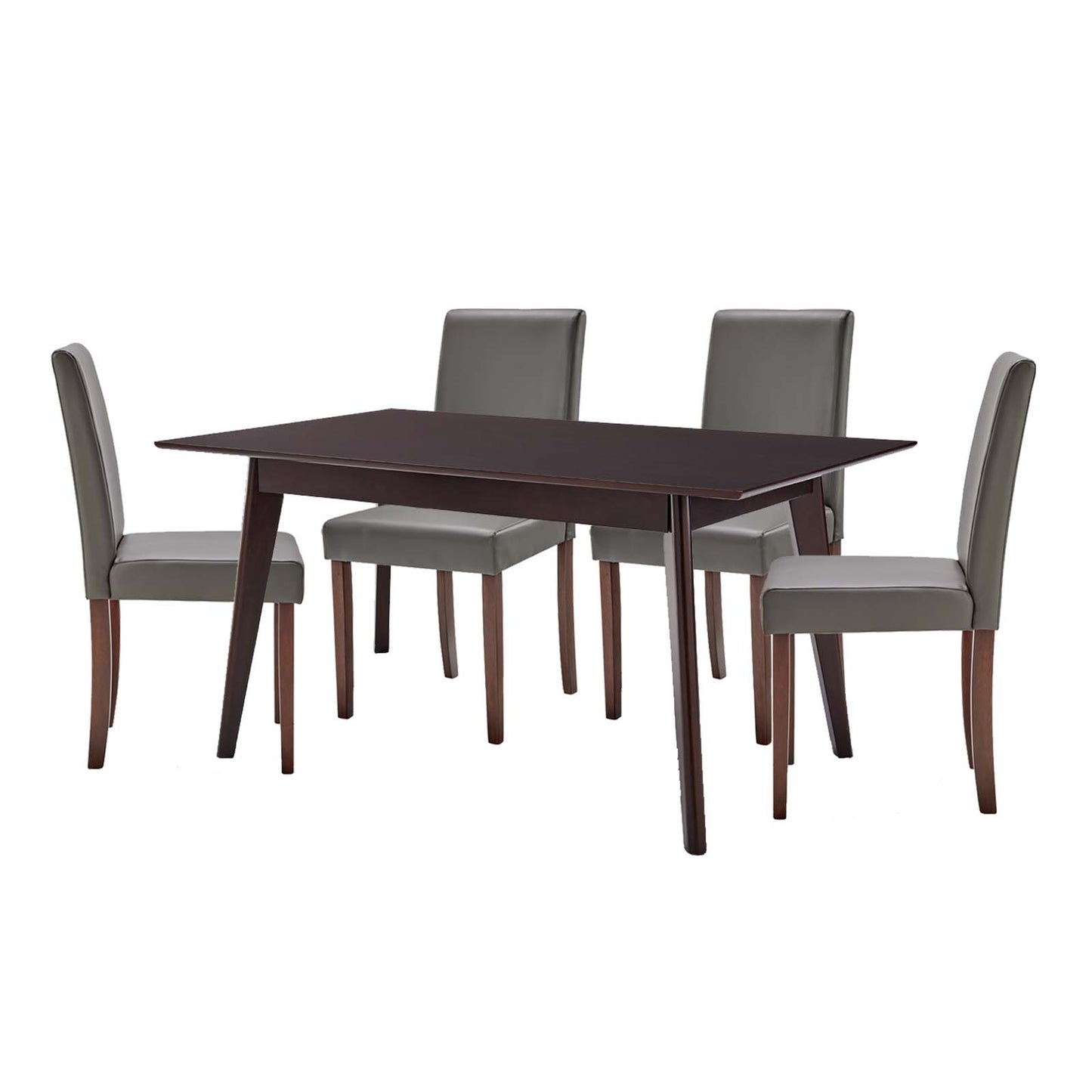Prosper 5 Piece Faux Leather Dining Set, Faux Leather, Drak Brown Grey Gray, 19461