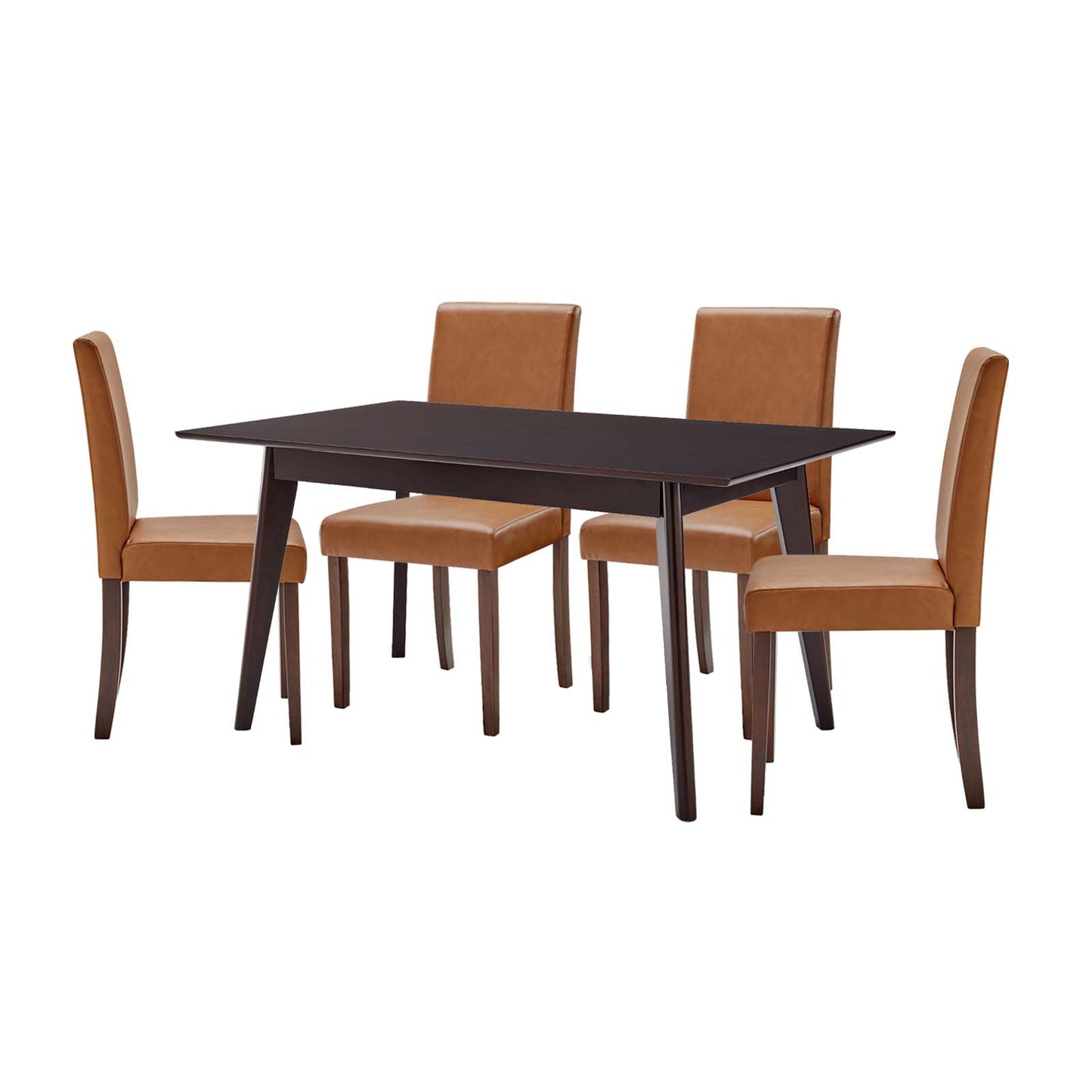 Prosper 5 Piece Faux Leather Dining Set, Faux Leather, Drak Brown Tan, 19462