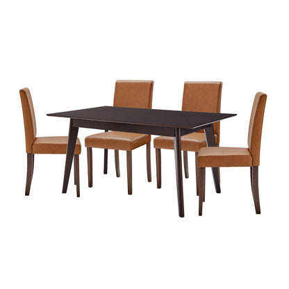 Prosper 5 Piece Faux Leather Dining Set, Faux Leather, Drak Brown Tan, 19462