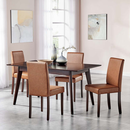 Prosper 5 Piece Faux Leather Dining Set, Faux Leather, Drak Brown Tan, 19462