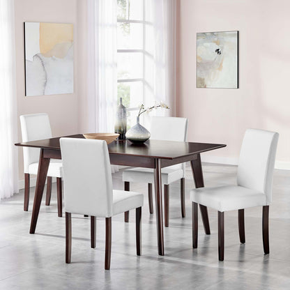 Prosper 5 Piece Faux Leather Dining Set, Faux Leather, Drak Brown White, 19463