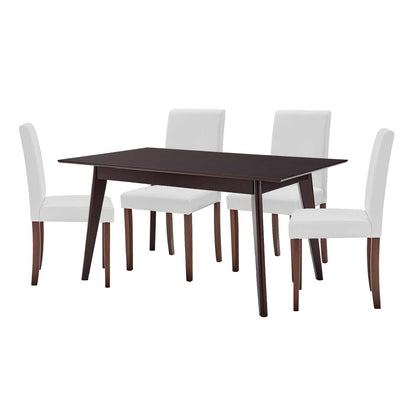 Prosper 5 Piece Faux Leather Dining Set, Faux Leather, Drak Brown White, 19463