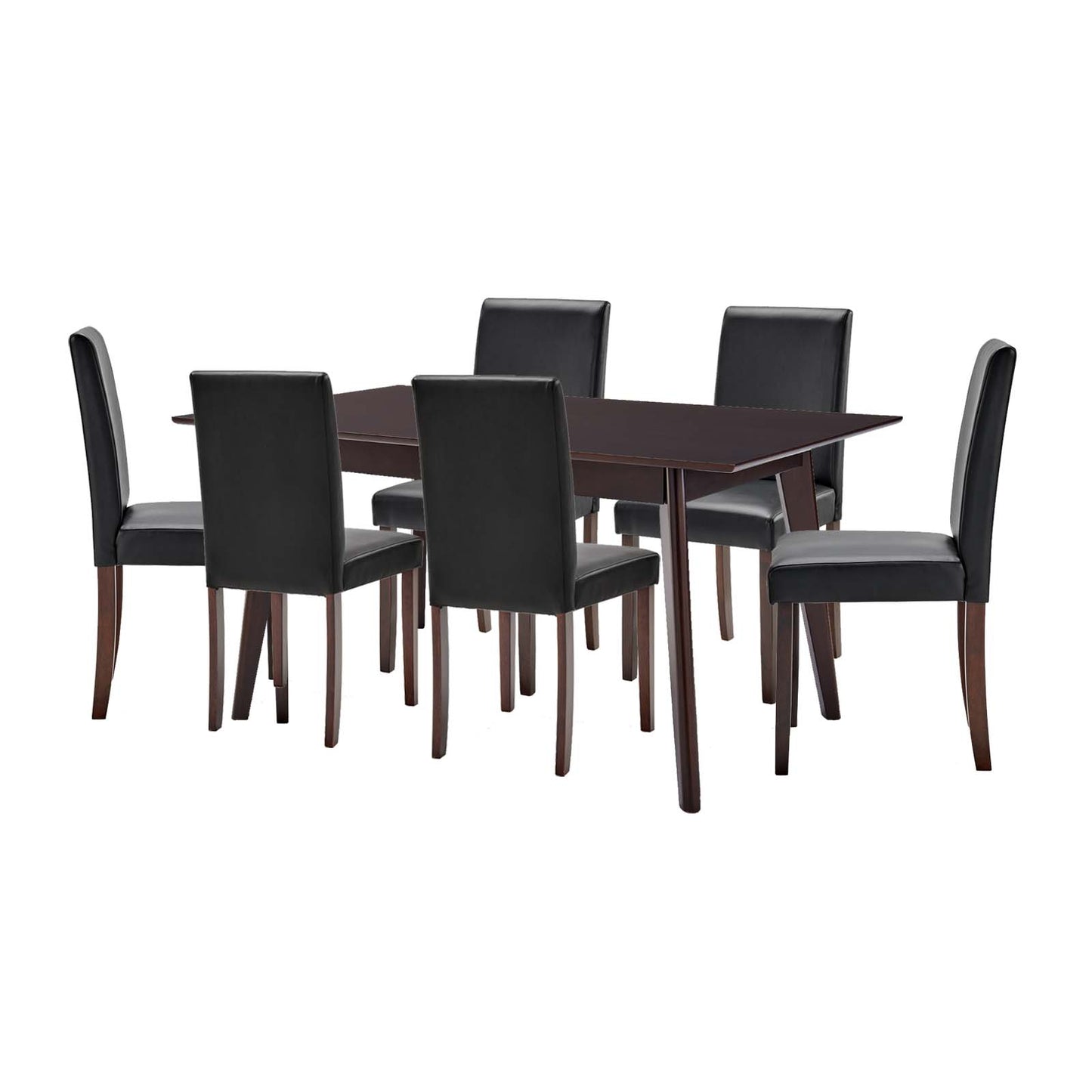 Prosper 7 Piece Faux Leather Dining Set, Faux Leather, Drak Brown Black, 19464
