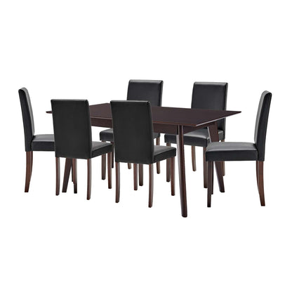 Prosper 7 Piece Faux Leather Dining Set, Faux Leather, Drak Brown Black, 19464