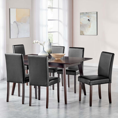 Prosper 7 Piece Faux Leather Dining Set, Faux Leather, Drak Brown Black, 19464