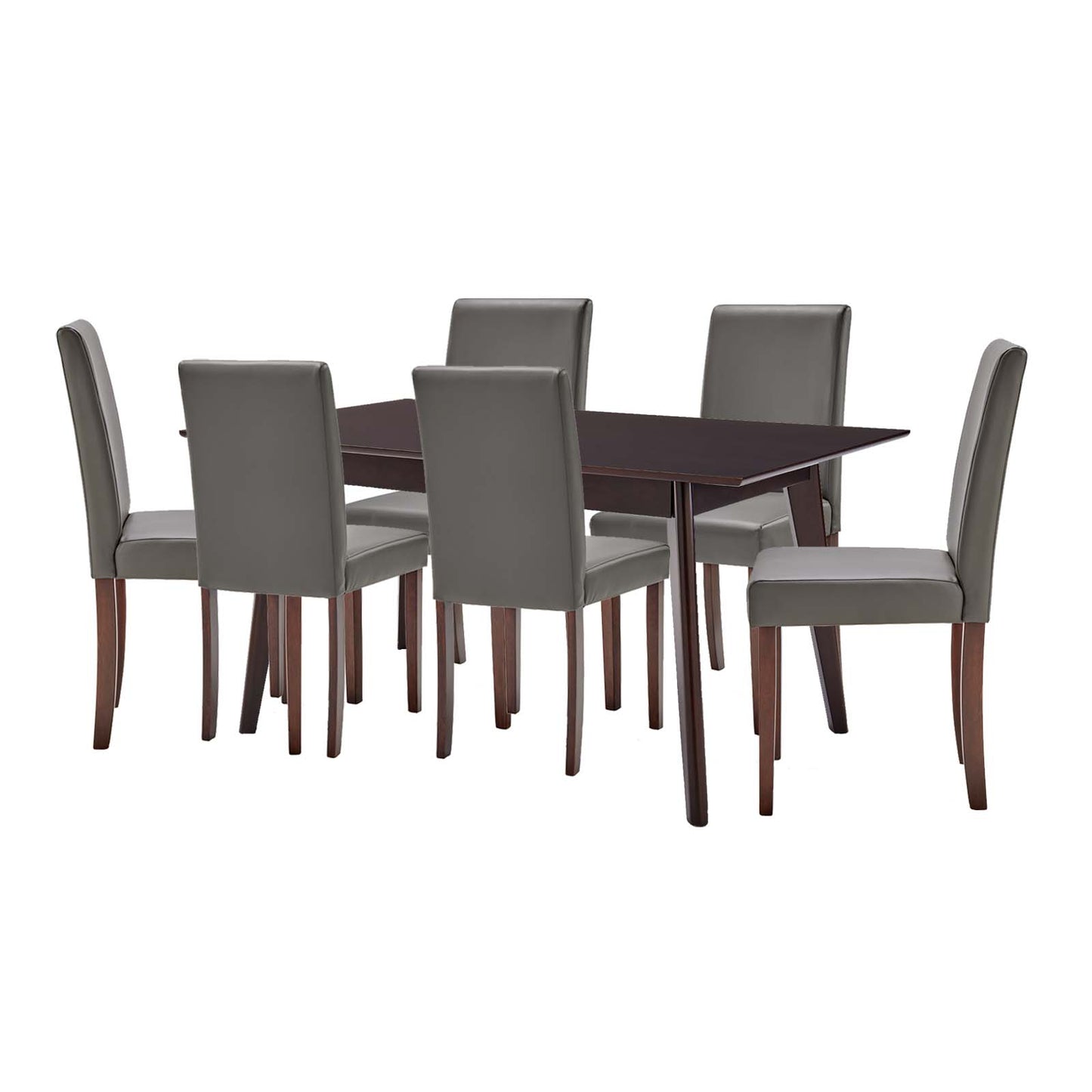 Prosper 7 Piece Faux Leather Dining Set, Faux Leather, Drak Brown Grey Gray, 19465