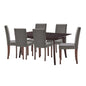 Prosper 7 Piece Faux Leather Dining Set, Faux Leather, Drak Brown Grey Gray, 19465
