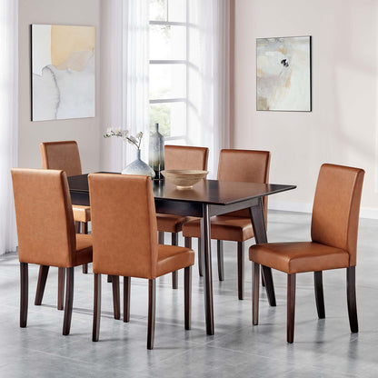 Prosper 7 Piece Faux Leather Dining Set, Faux Leather, Drak Brown Tan, 19466
