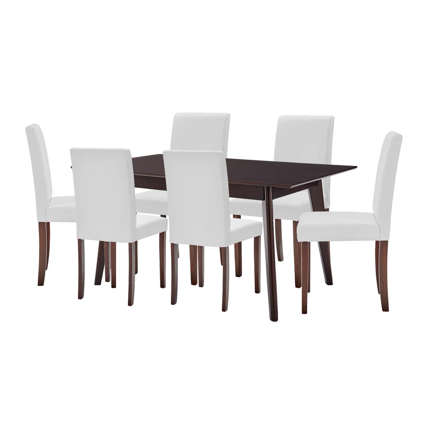 Prosper 7 Piece Faux Leather Dining Set, Faux Leather, Drak Brown White, 19467
