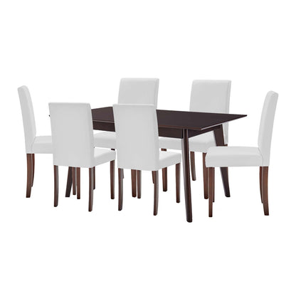 Prosper 7 Piece Faux Leather Dining Set, Faux Leather, Drak Brown White, 19467