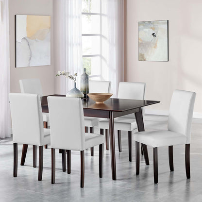Prosper 7 Piece Faux Leather Dining Set, Faux Leather, Drak Brown White, 19467