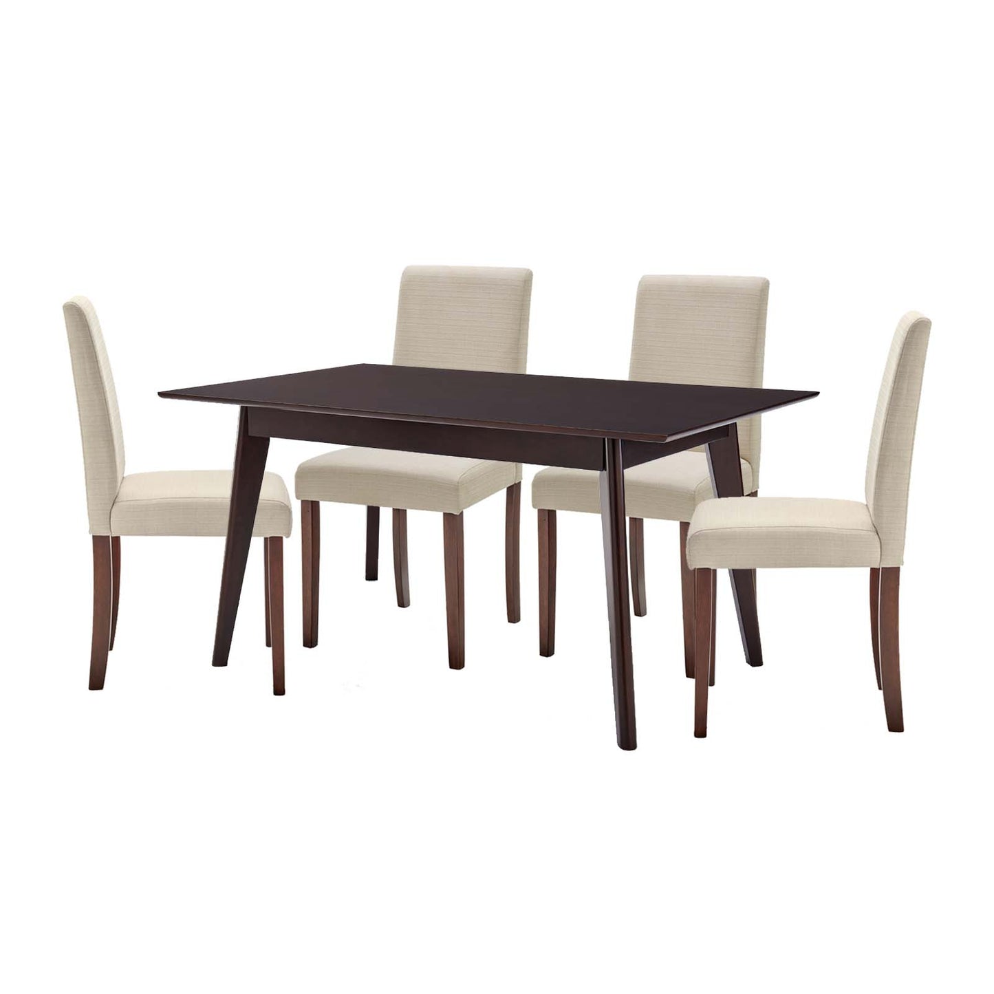 Prosper 5 Piece Upholstered Fabric Dining Set, Fabric, Drak Brown Beige, 19468