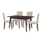 Prosper 5 Piece Upholstered Fabric Dining Set, Fabric, Drak Brown Beige, 19468