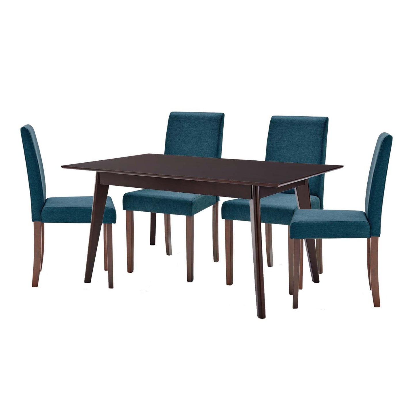 Prosper 5 Piece Upholstered Fabric Dining Set, Fabric, Drak Brown Blue, 19469