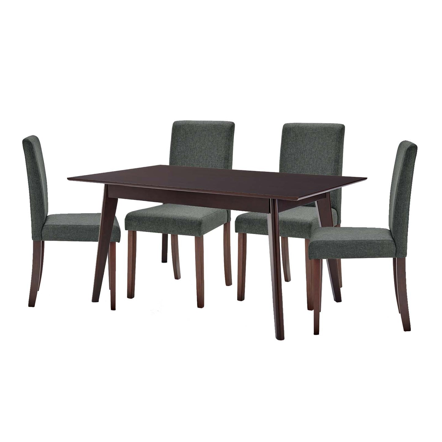 Prosper 5 Piece Upholstered Fabric Dining Set, Fabric, Drak Brown Grey Gray, 19470