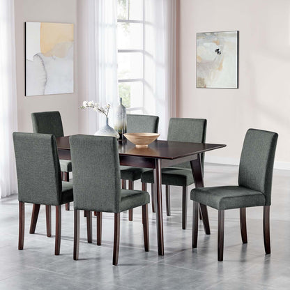 Prosper 7 Piece Upholstered Fabric Dining Set, Fabric, Drak Brown Grey Gray, 19474