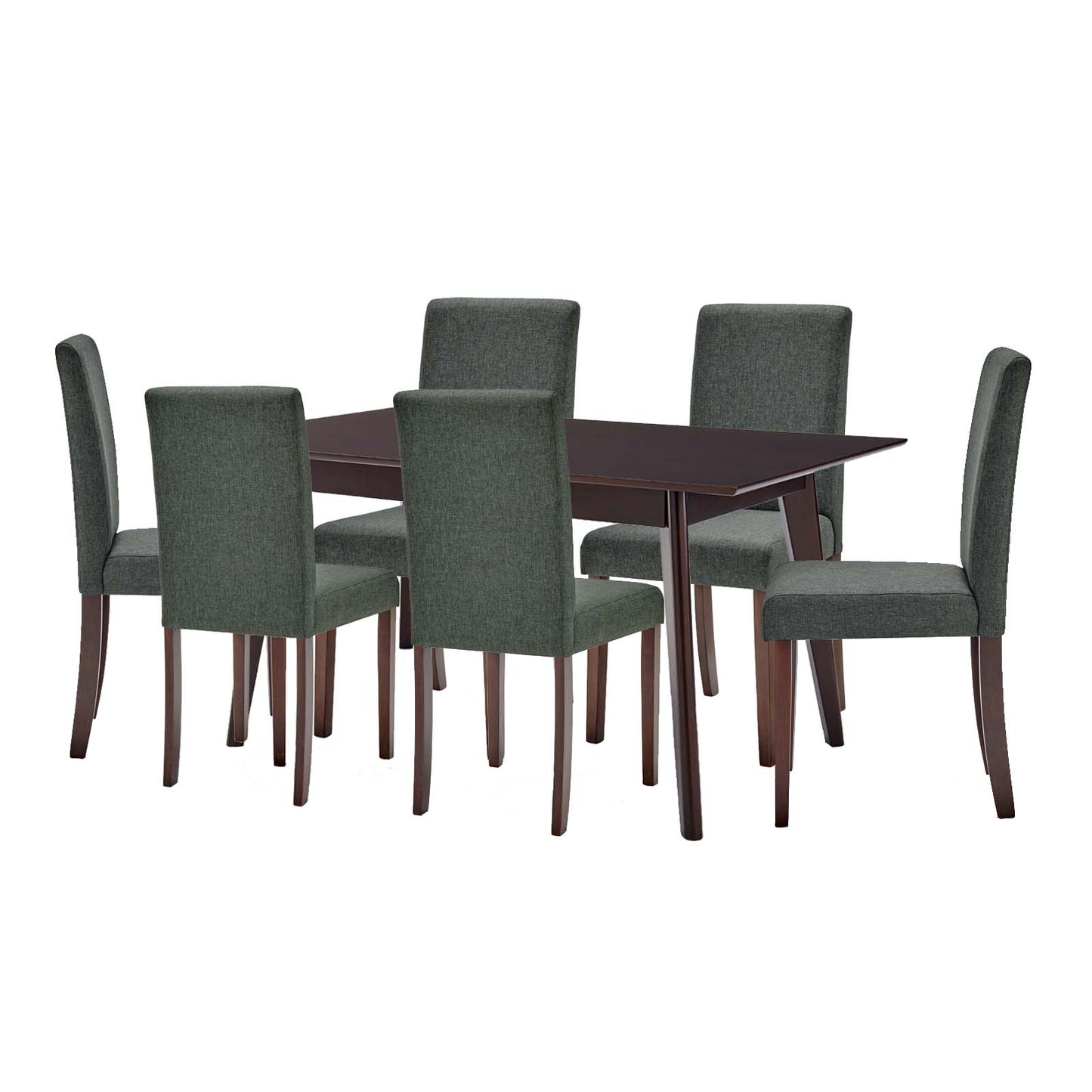 Prosper 7 Piece Upholstered Fabric Dining Set, Fabric, Drak Brown Grey Gray, 19474