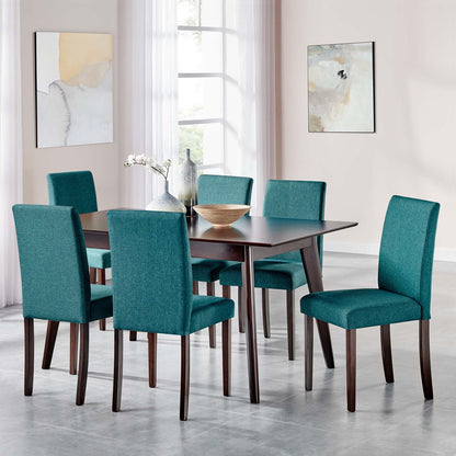 Prosper 7 Piece Upholstered Fabric Dining Set, Fabric, Drak Brown Teal Blue, 19475