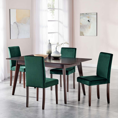 Prosper 5 Piece Upholstered Velvet Dining Set, Velvet, Drak Brown Green, 19476