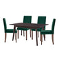 Prosper 5 Piece Upholstered Velvet Dining Set, Velvet, Drak Brown Green, 19476