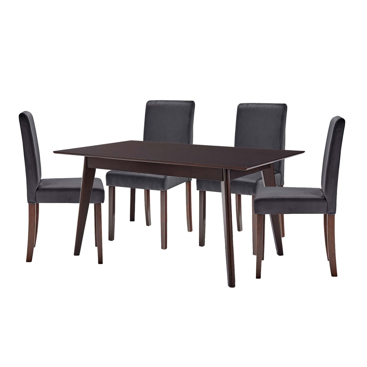 Prosper 5 Piece Upholstered Velvet Dining Set, Velvet, Drak Brown Grey Gray, 19477
