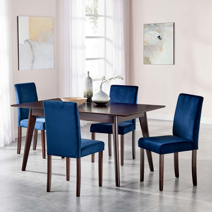 Prosper 5 Piece Upholstered Velvet Dining Set, Velvet, Drak Brown Blue Navy, 19478