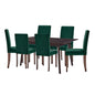 Prosper 7 Piece Upholstered Velvet Dining Set, Velvet, Drak Brown Green, 19479