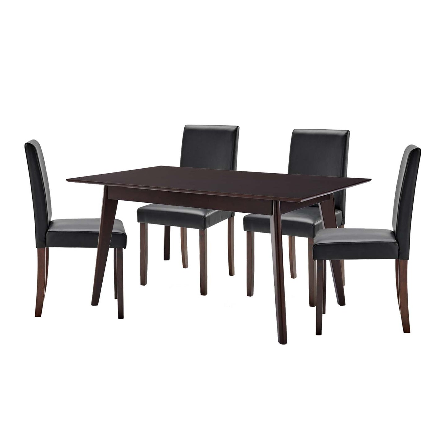 Prosper 5 Piece Faux Leather Dining Set, Faux Leather, Drak Brown Black, 19482