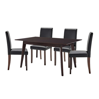 Prosper 5 Piece Faux Leather Dining Set, Faux Leather, Drak Brown Black, 19482